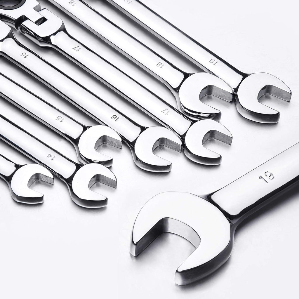 12pc 8-19mm Metric Movable Head Ratchet Wrench Combination Set Q327