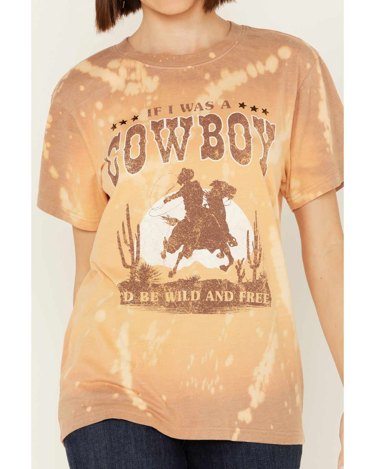 Bleachwash Studded Cowboy Graphic Tee Brown X-Large C463006