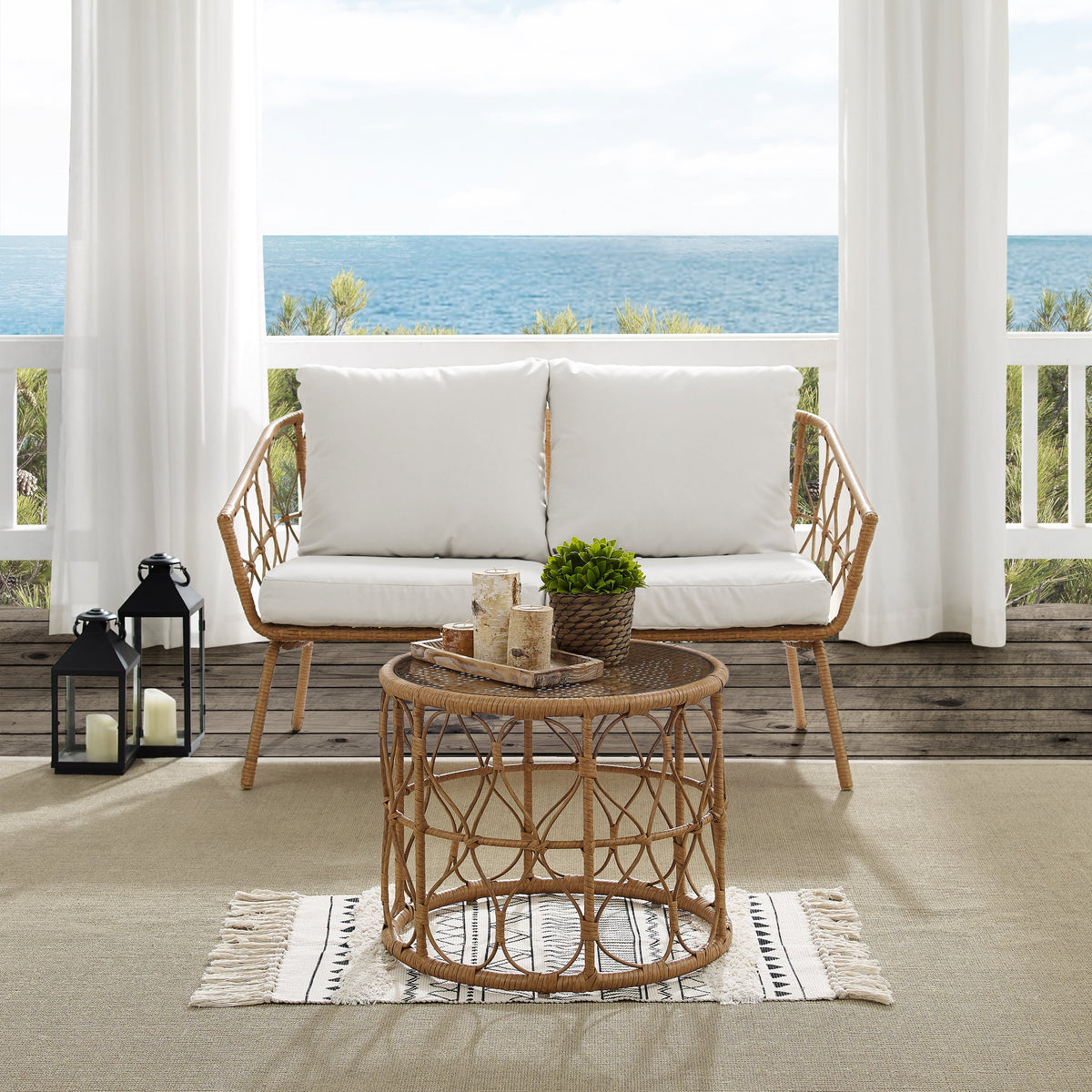 Natural Wicker Outdoor Conversation Set H428