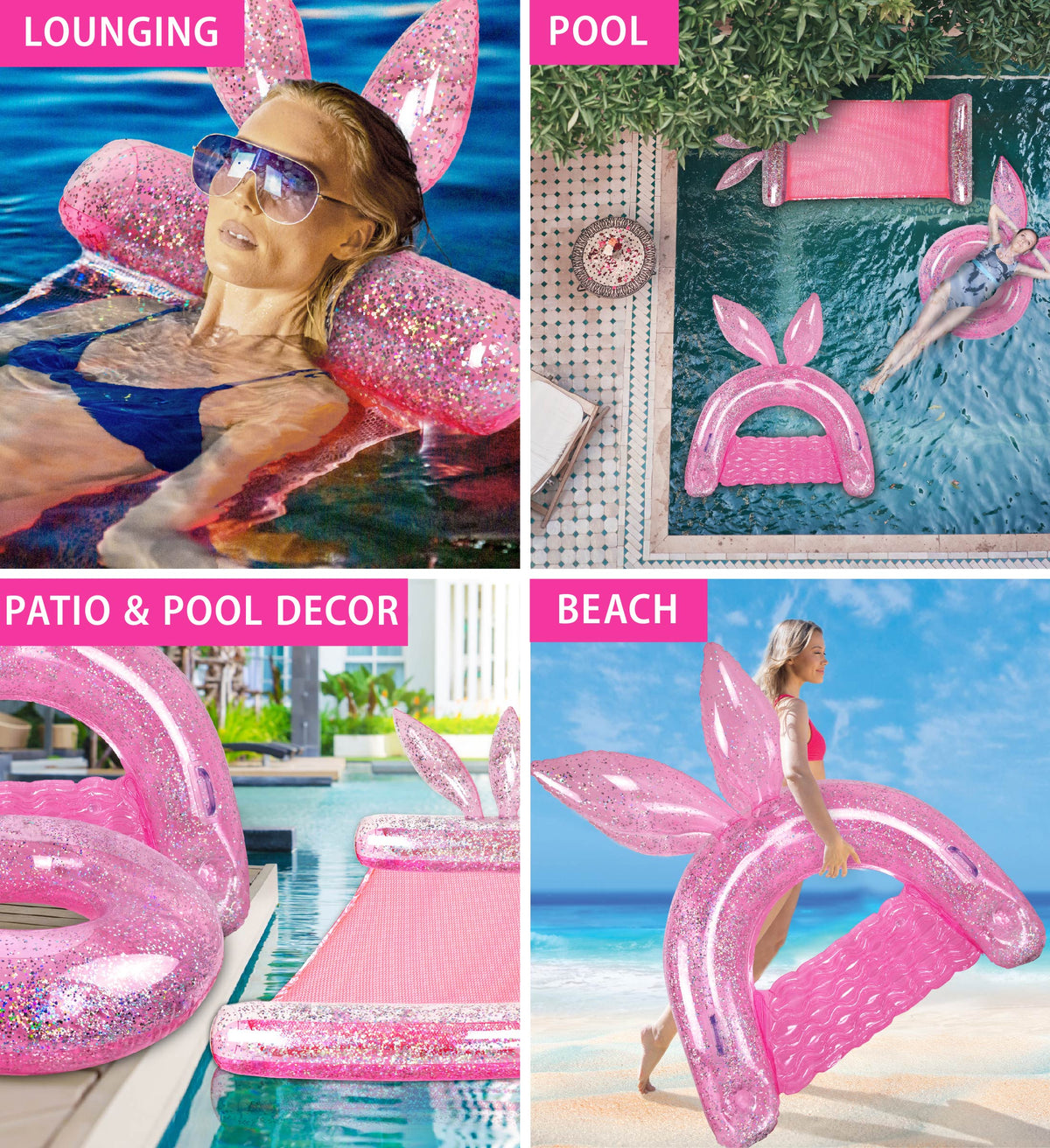 Pink Bunny Pool Floats Set Of 3 Pack H54432