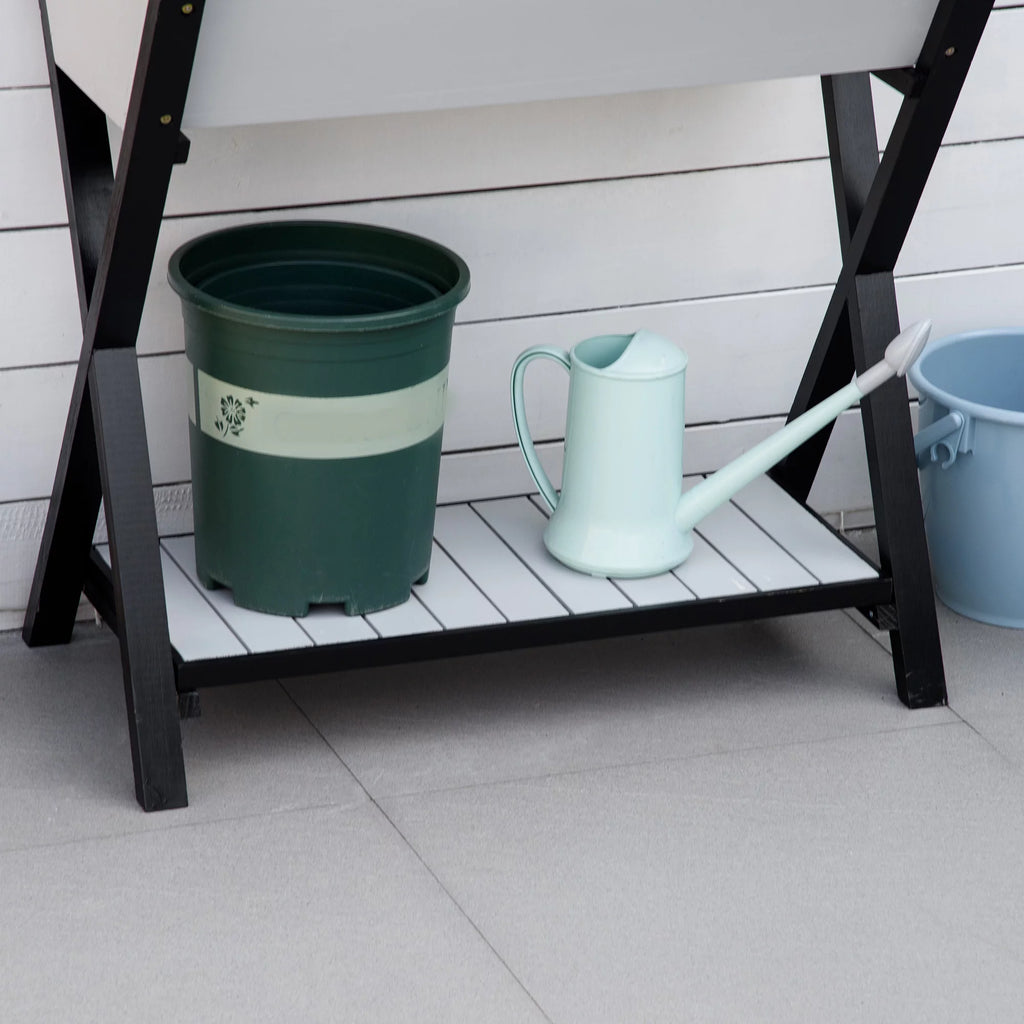 Wood Potting Bench Table with Storage Box A6194