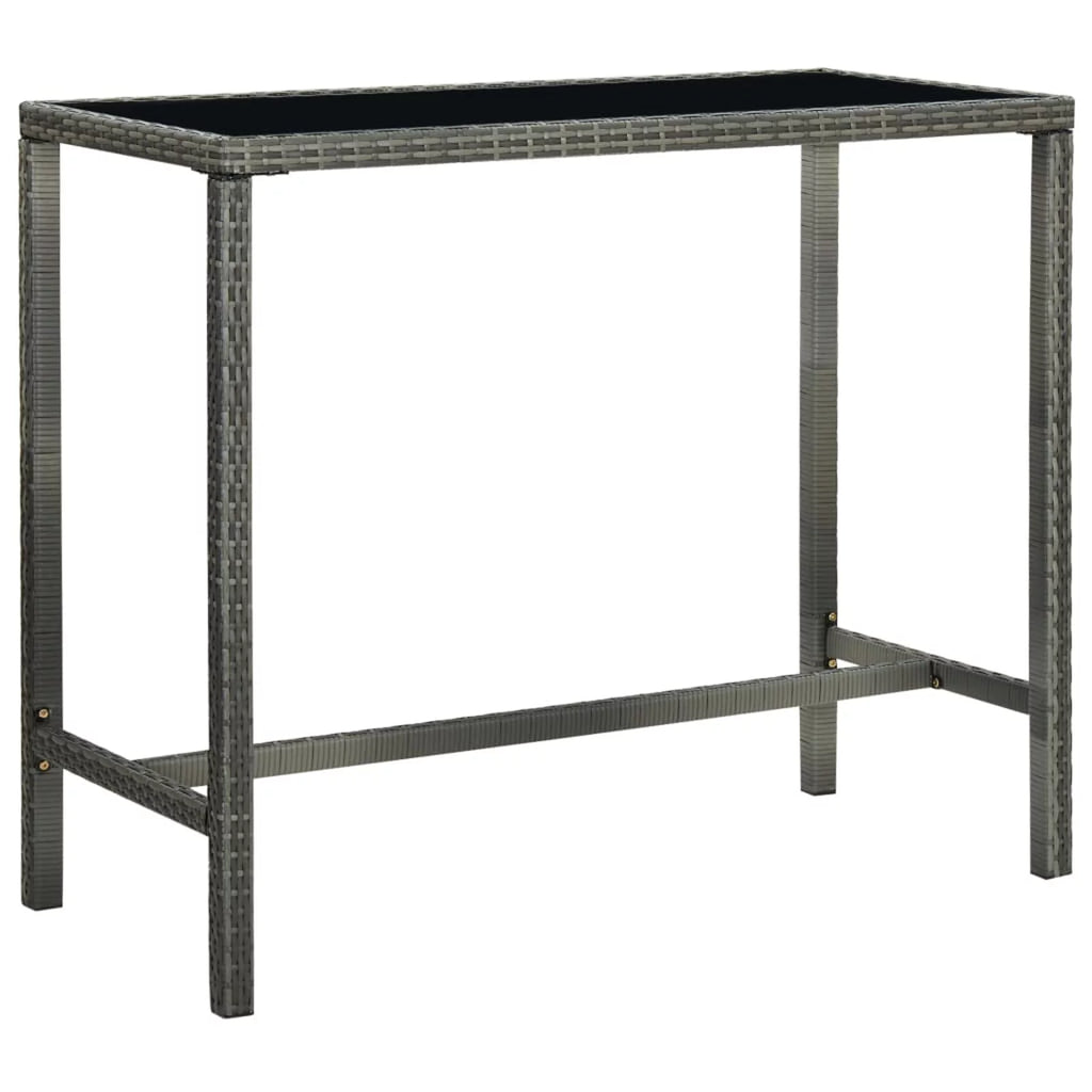 Glass Tabletop Poly Rattan Counter Height Bar Table K46370
