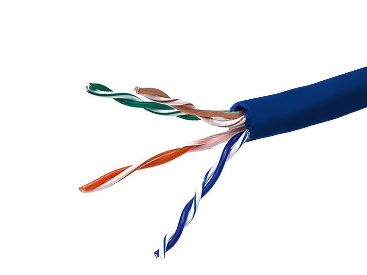 1000ft 24AWG Cat5e 350MHz STP Solid Riser-Rated Bulk Pure Bare Copper Ethernet Cable Blue Q107