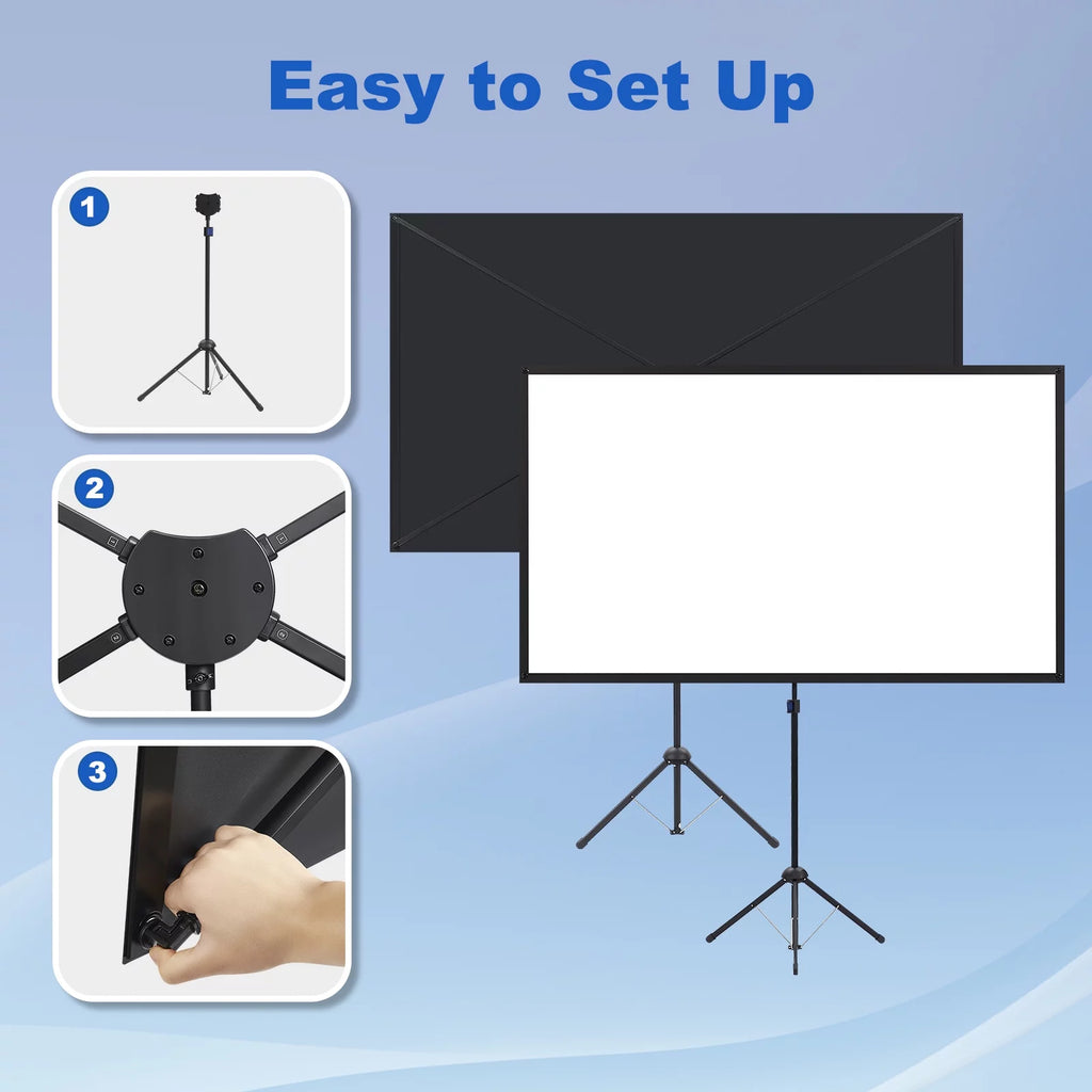 Portable Projector Screen with Stand, 80 Inch 16:9 Tripod Projection Screen I915