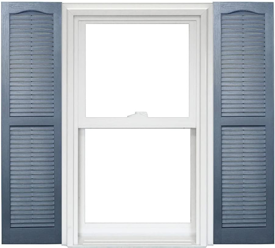 Black Vinyl Louver Shutters (1 Pair) 14-1/2in. x 55in. V4415