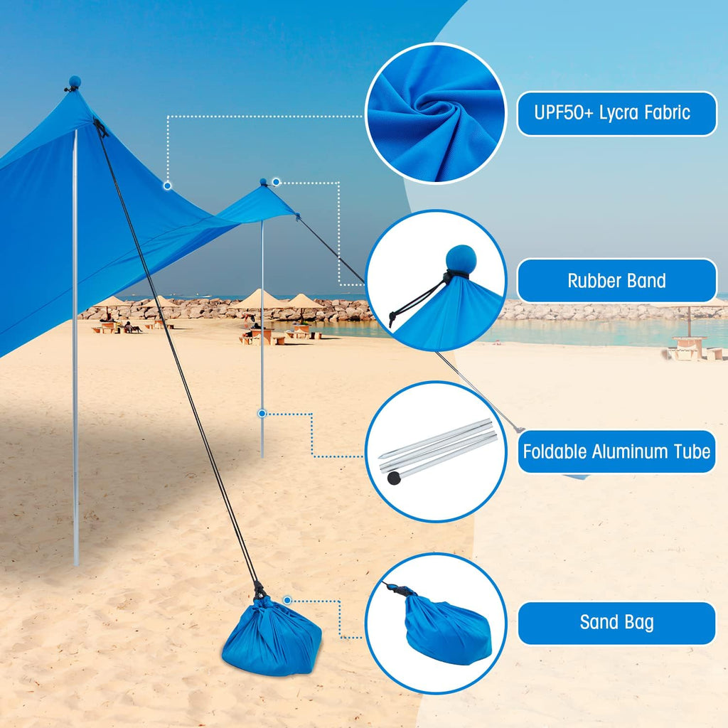 6 x 6 FT UPF50+ Pop Up Beach Tent with Carry Bag J74664