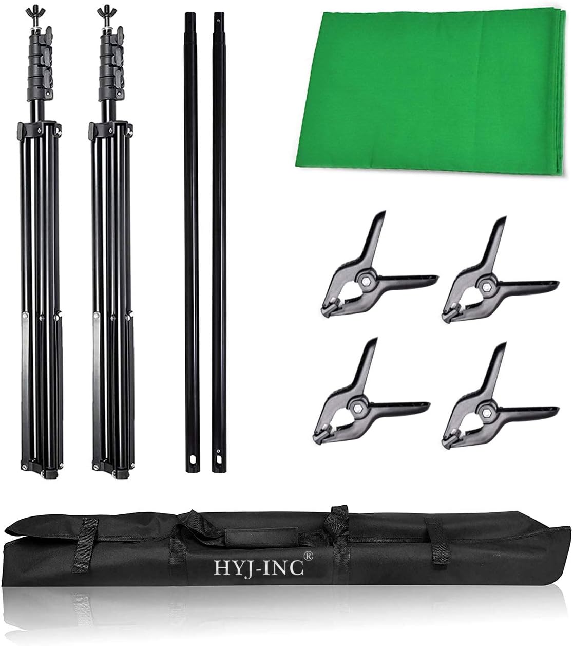 Photo Background Support System with 8.5 x 10ft Backdrop Stand Kit, 6 x 9.5ft Green Screen Backdrop, Carry Bag A14696