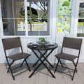 3 Pieces Wicker Patio Bistro Set with Folding Round Table and Chairs F9161