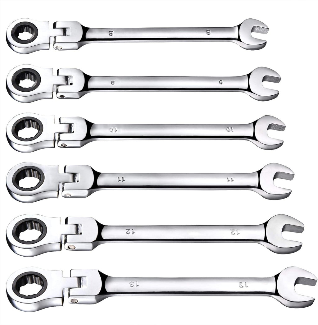 12pc 8-19mm Metric Movable Head Ratchet Wrench Combination Set Q327