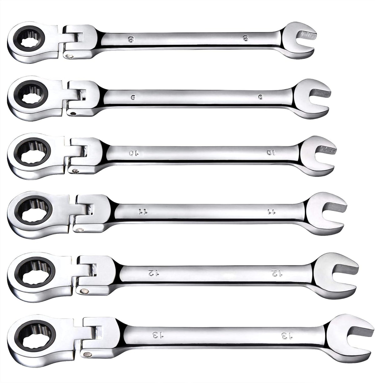 12pc 8-19mm Metric Movable Head Ratchet Wrench Combination Set Q327