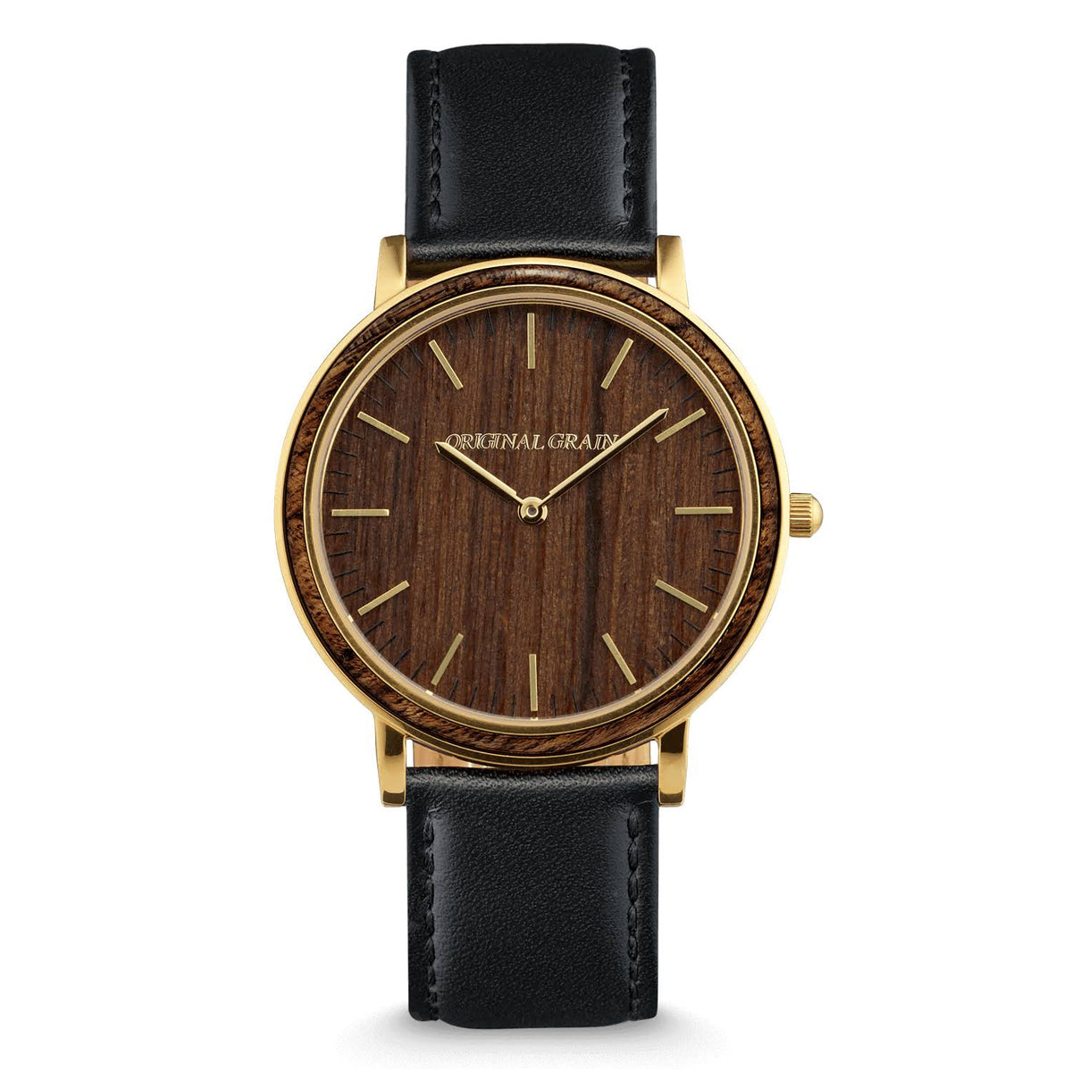 Black Minimalist Wood Dial Watch M385