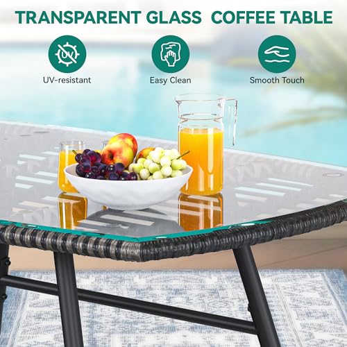 4-Piece Outdoor Wicker Bistro Set with Cushions and Metal Table B65618