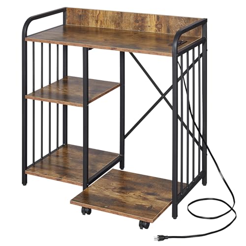 Brown 3-Tier Printer Stand with Wheels M7948