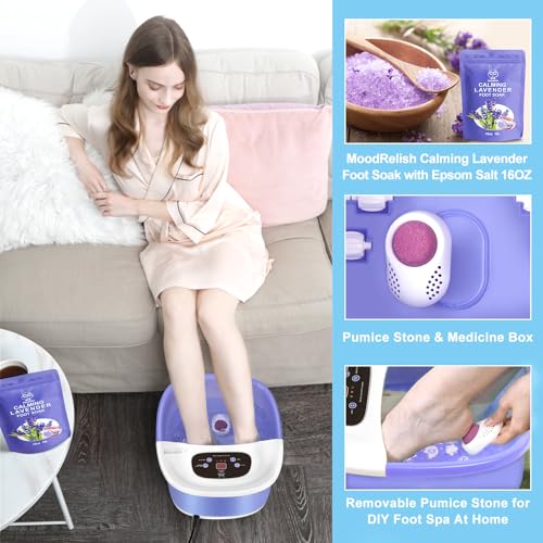 Blue Foot Spa Bath Massager with Heat Bubbles, Vibration Massage, Jets, Red Light, 22 Massage Rollers, Adjustable Temp X3856