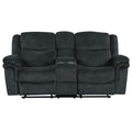 Dark Blue Manual Reclining Sofa with Cup Holders B946285