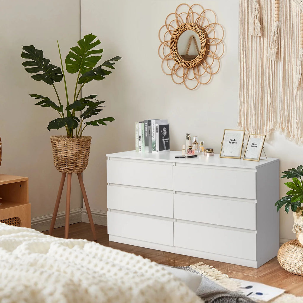 White 6 Drawer Double Dresser Y7425