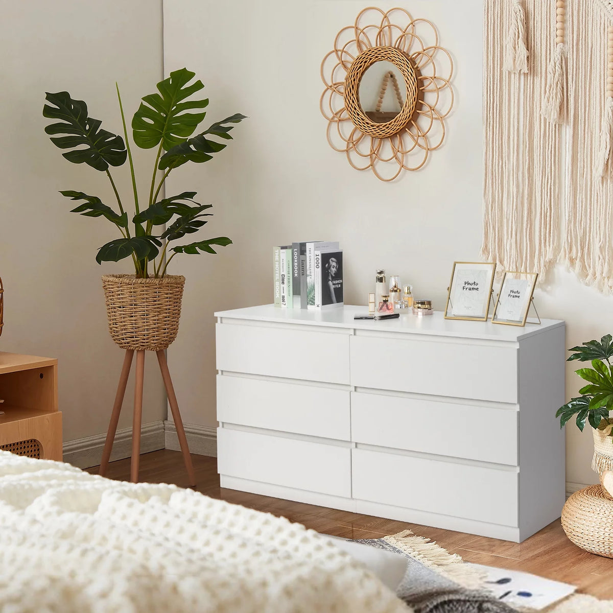 White 6 Drawer Double Dresser Y7425