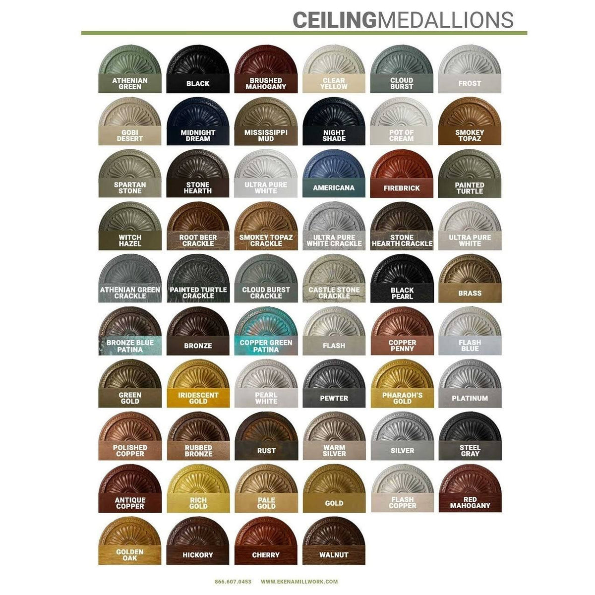 Hand-Painted Green Gold Ceiling Medallion C36765