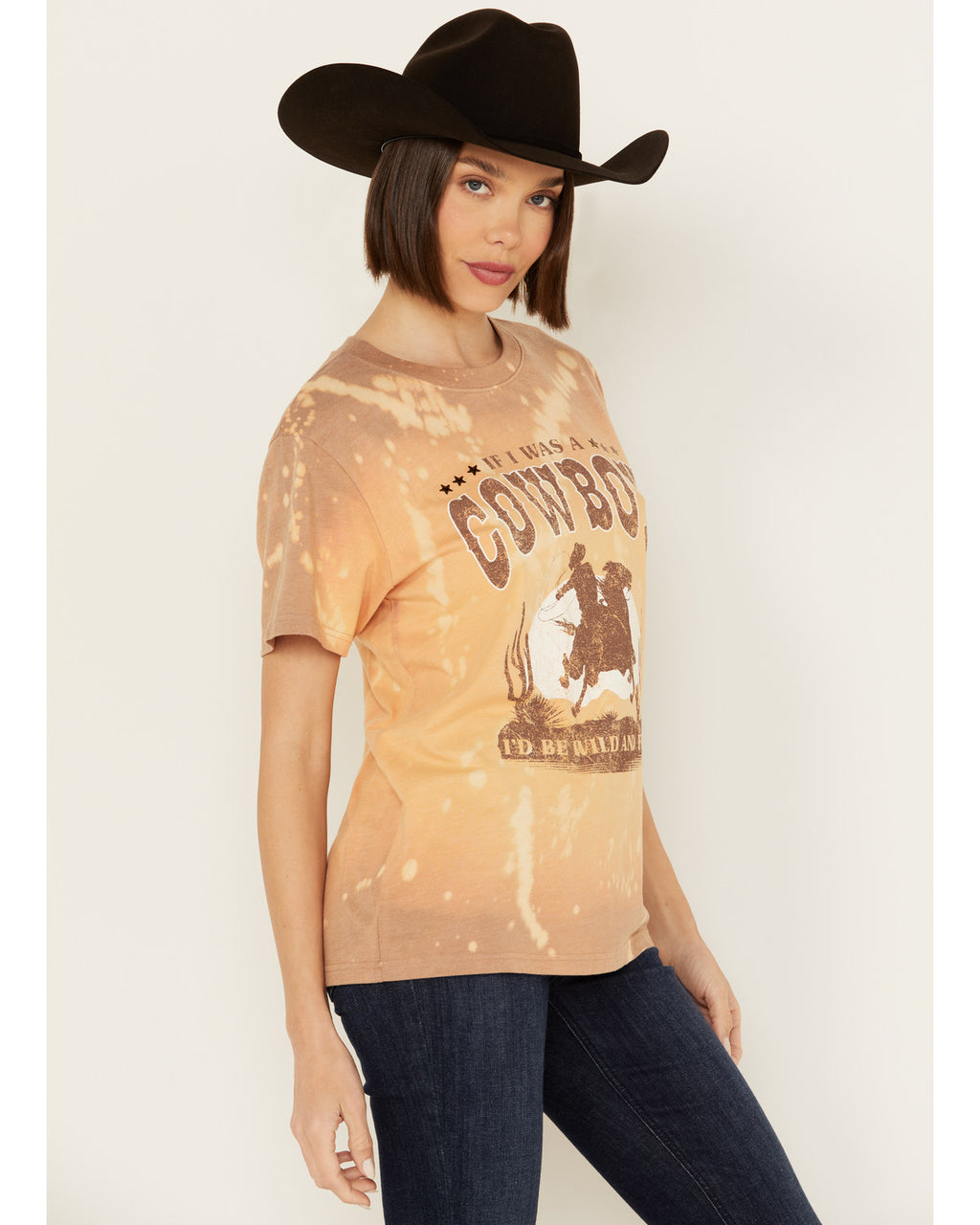Bleachwash Studded Cowboy Graphic Tee Brown X-Large C463006