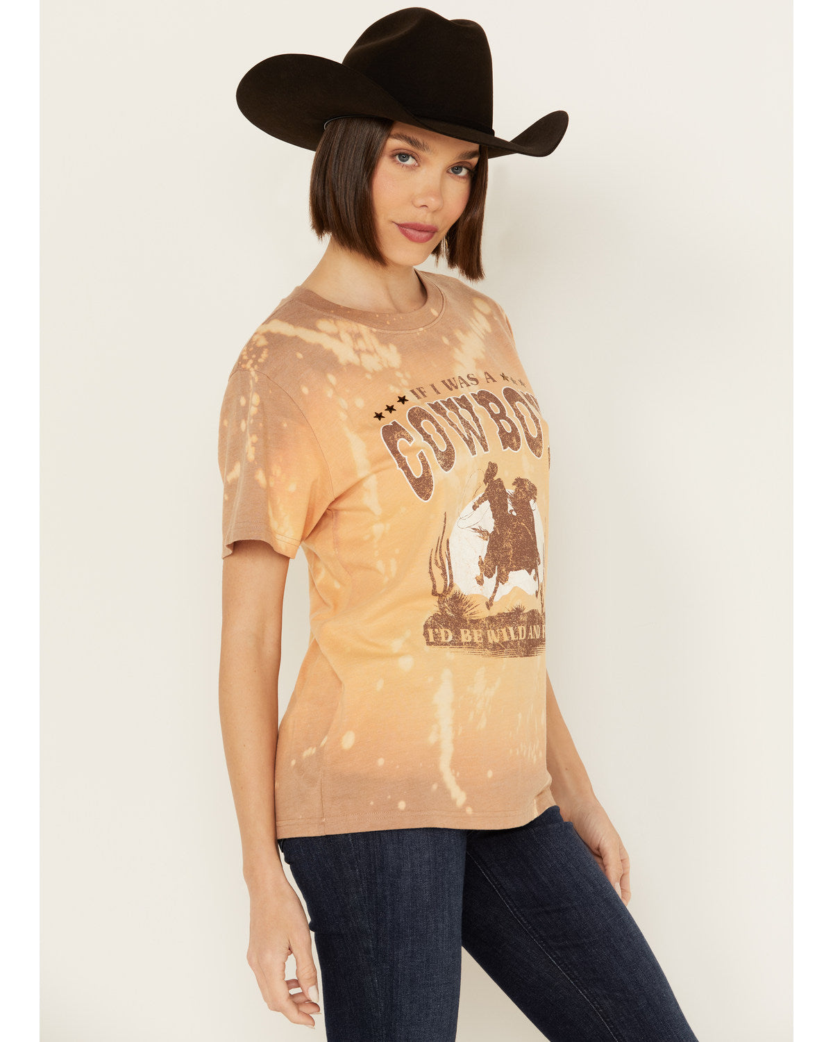 Bleachwash Studded Cowboy Graphic Tee Brown X-Large C463006