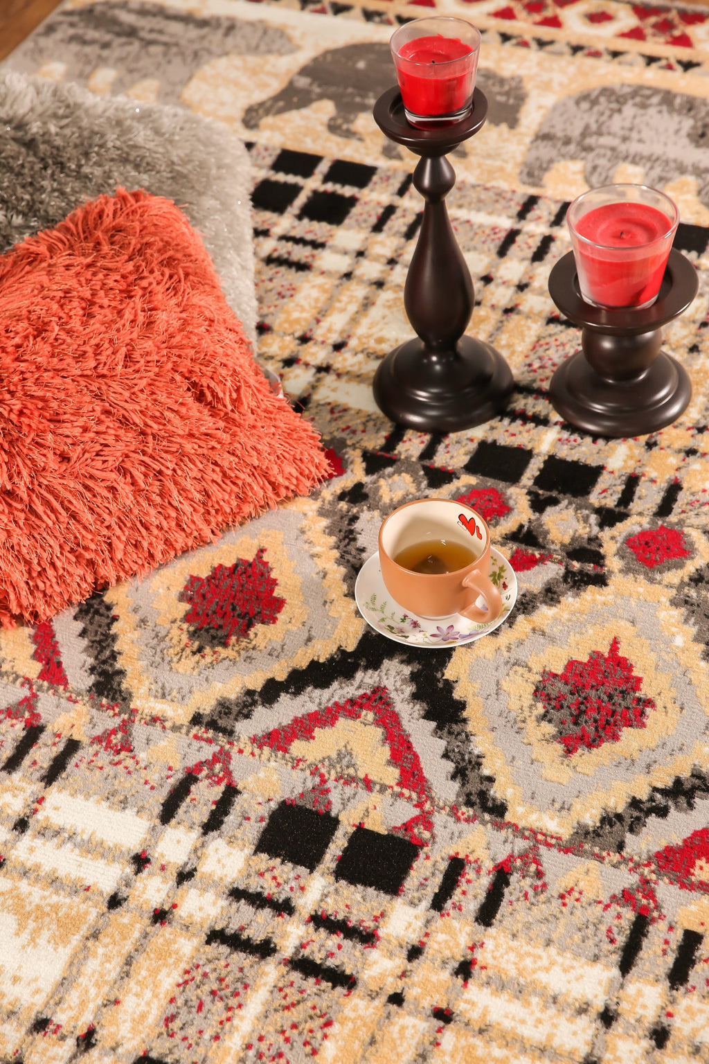 Multicolor Bear Geometric Print Rug F7189