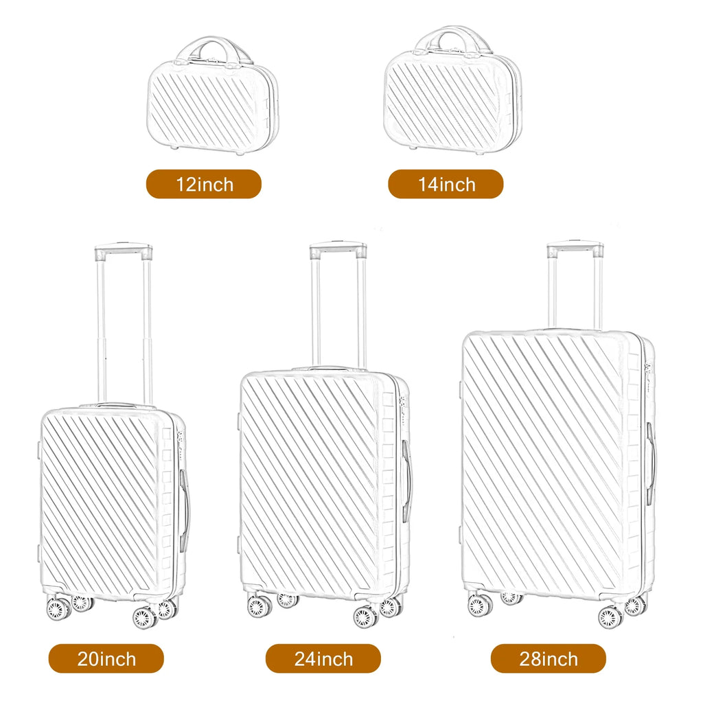 Cream Beige 5PCS Travel Luggage Set with Makeup Case K349087