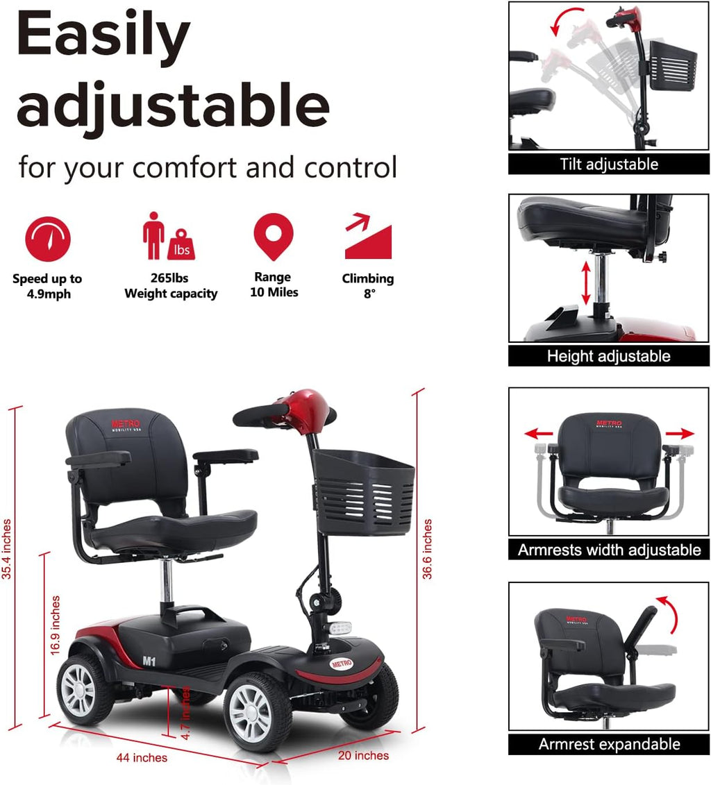 4 Wheel Mobility Scooter with Head Light, Max Speed 5 Mph, Max Load 265lbs R845