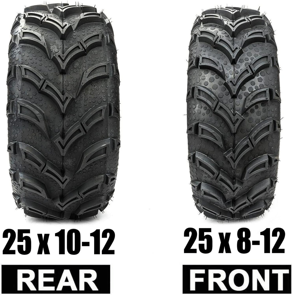 Set of 4 ATV UTV Tires 25x10-12 Rear & 25x8-12 Front Tubeless 6PR P280