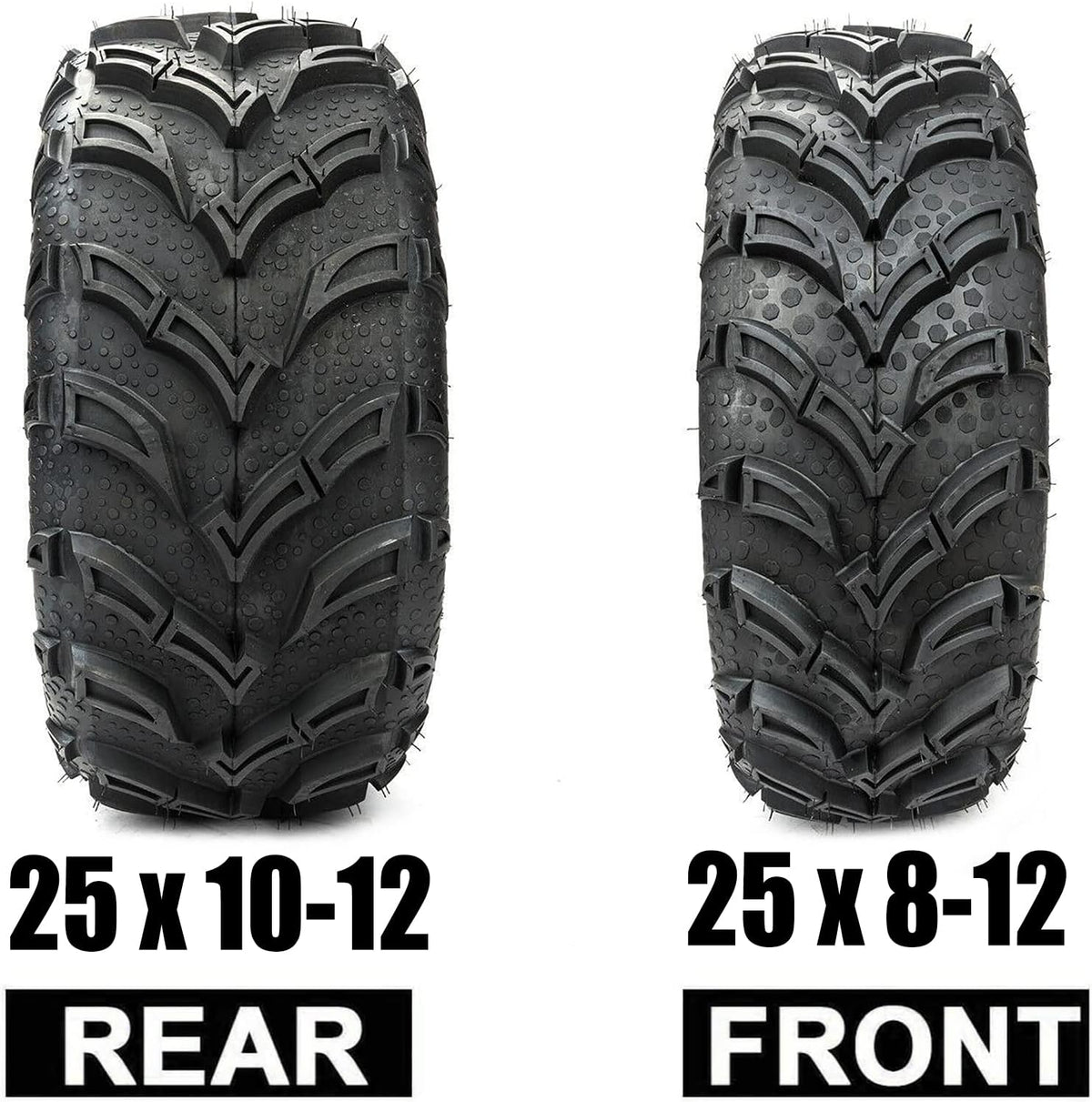 Set of 4 ATV UTV Tires 25x10-12 Rear & 25x8-12 Front Tubeless 6PR P280