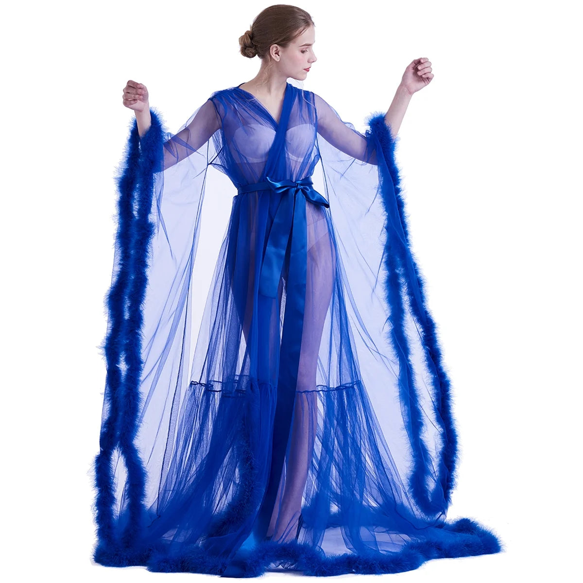 Sheer Long Tulle Robe K65167
