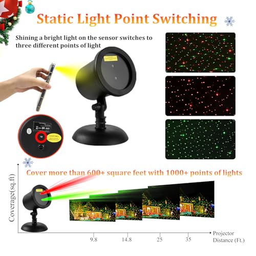 Red & Green Stars Motion Laser Christmas Lights Projector Q263766