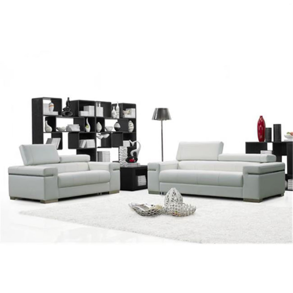 Black Leather Sofa C9281