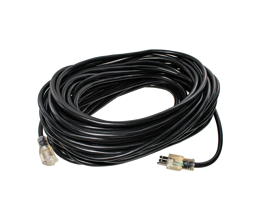 100 ft Heavy Duty 3 Prong Extension Cord with Multiple Outlets, Lighted End, Black C6301