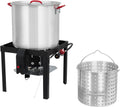 80 Qt Aluminum Seafood Boil Pot with Steam Basket and Propane Jet Burner N2415