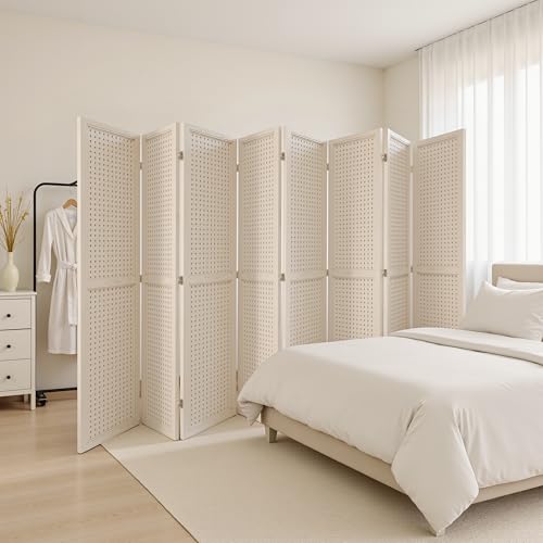 6 Panel Wooden Folding Room Divider with Shelves D7611