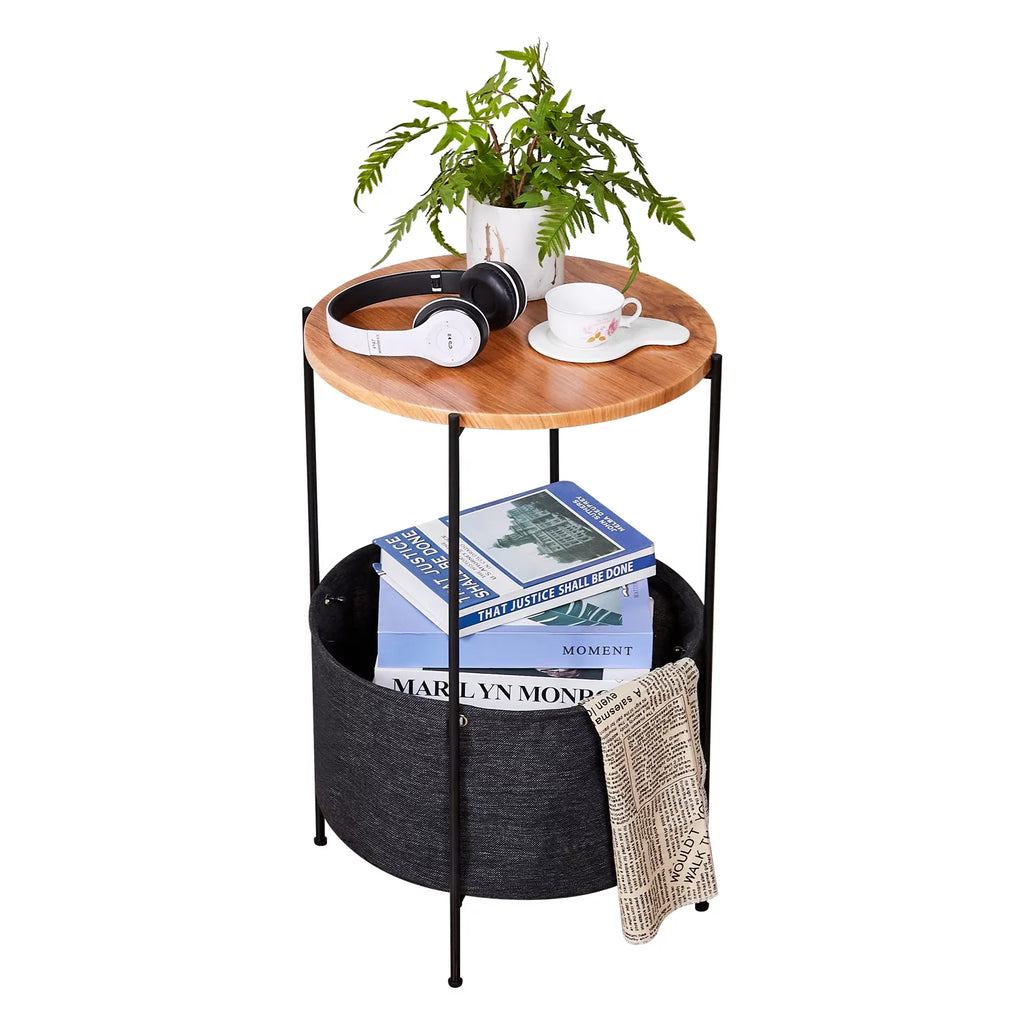 Small End Table Nightstand with Fabric Storage G87563