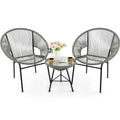 3 Pc Black Plastic Rope Patio Bistro Set T253912