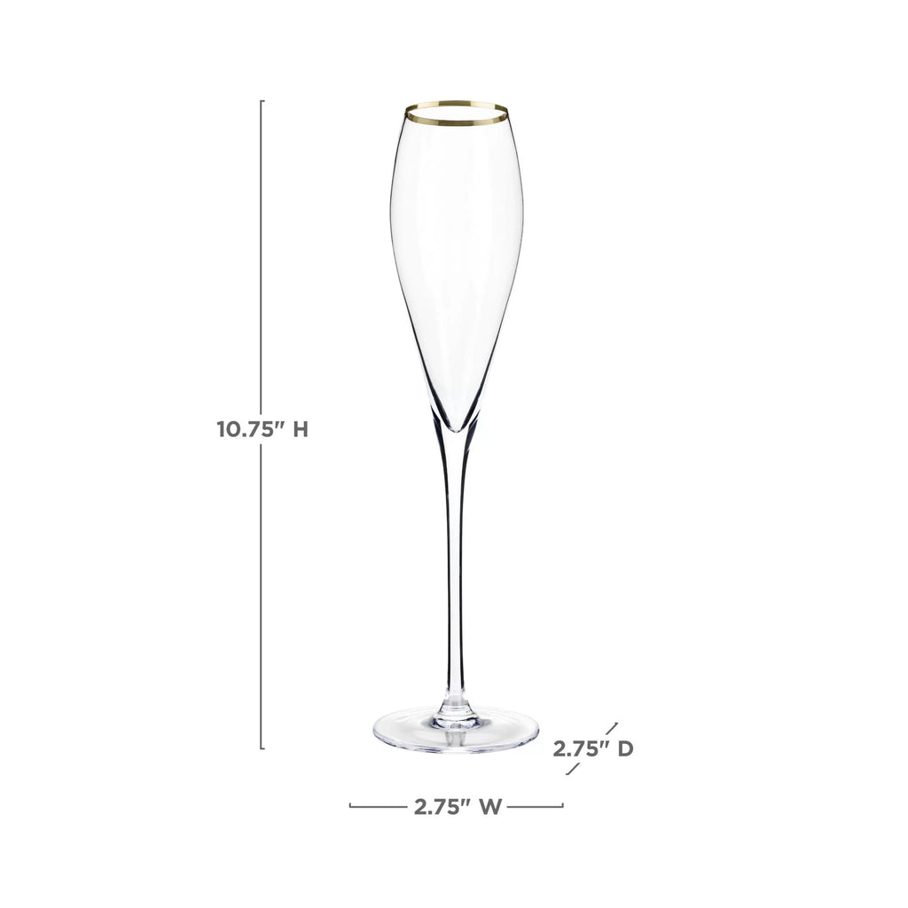 Gold-Rimmed Crystal Champagne Flutes V2764