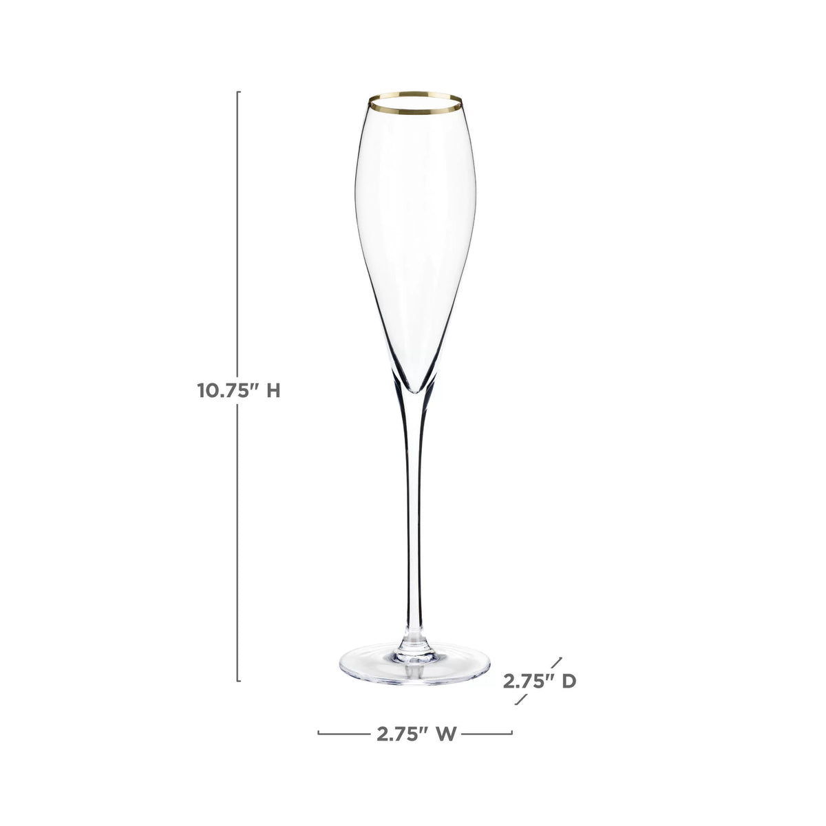 Gold-Rimmed Crystal Champagne Flutes V2764