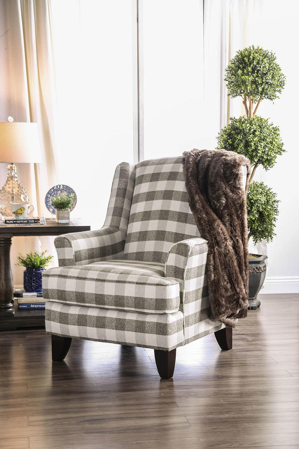Light Gray Linen-like Fabric Living Room Set 3pcs N272