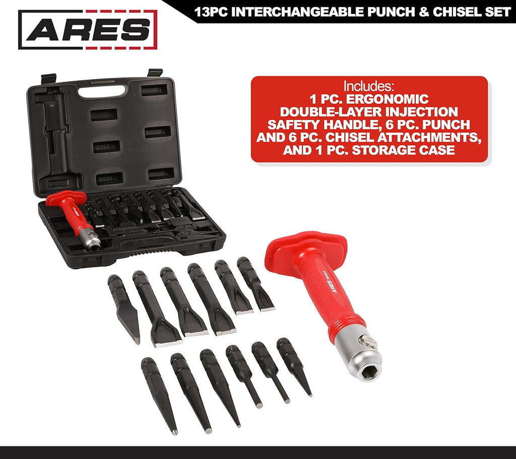 13-Piece Interchangeable Punch and Chisel Set with Chrome Vanadium Steel Handle S299694