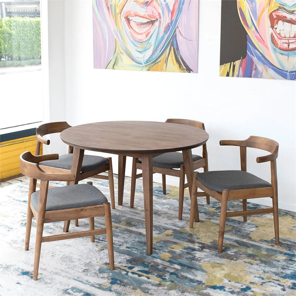 Solid Wood Walnut Dining Table and Chairs for 4 H671
