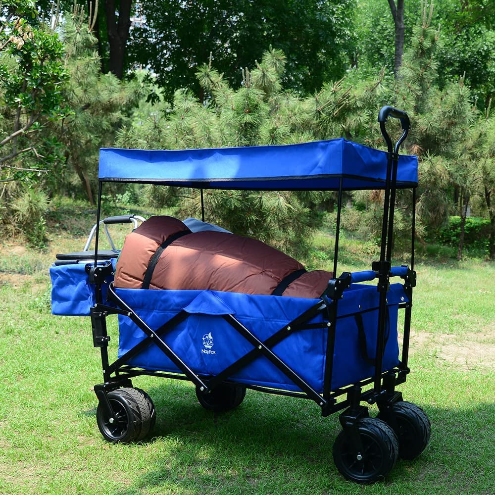 Collapsible Heavy Duty Folding Wagon Cart with Removable Canopy H404757