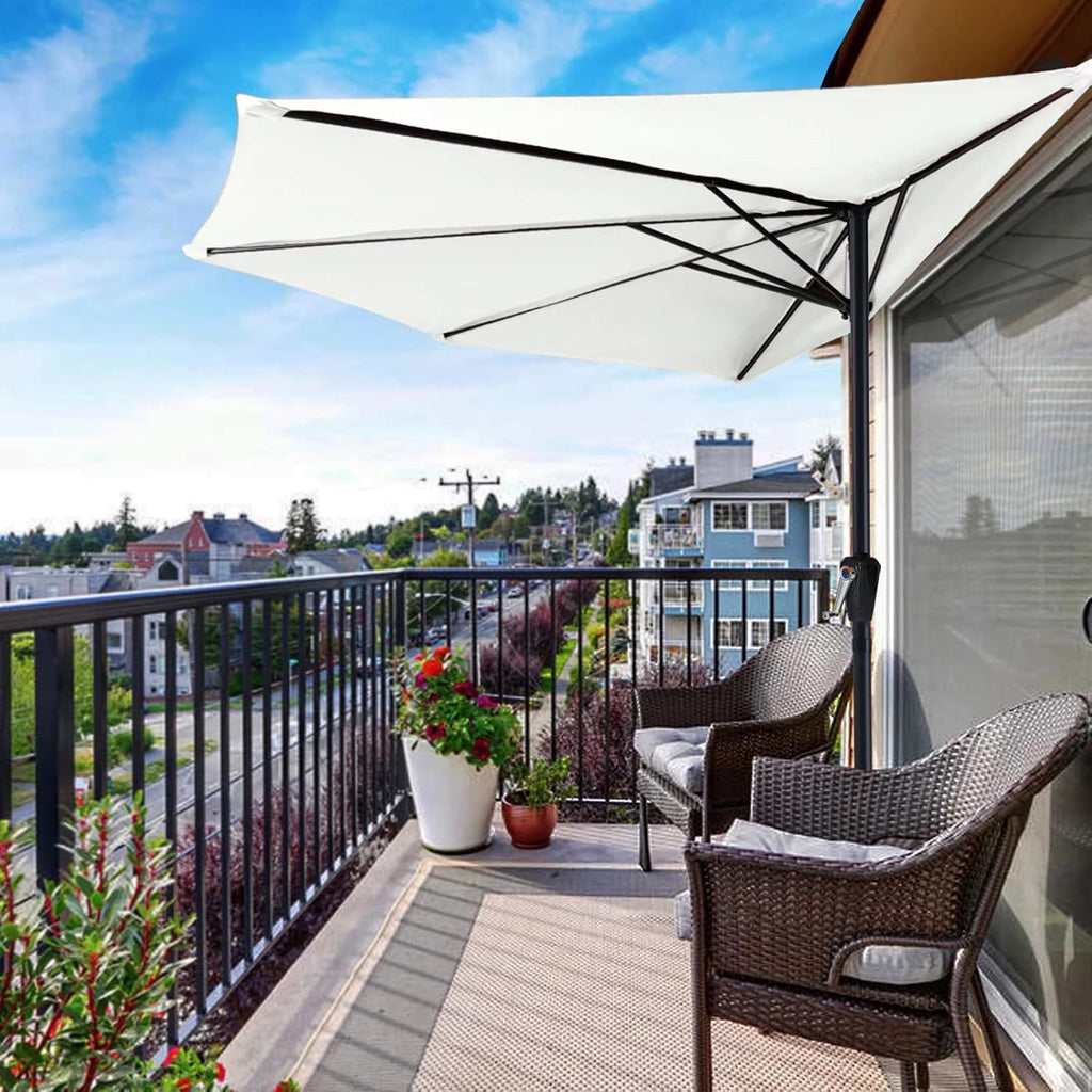 Light Beige Half Round Patio Umbrella C272