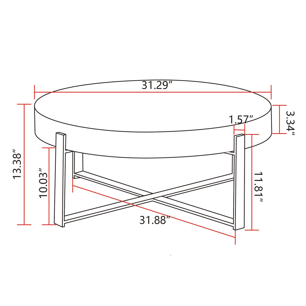 Modern Wood Round Coffee Table with Gold Cross Legs B618634