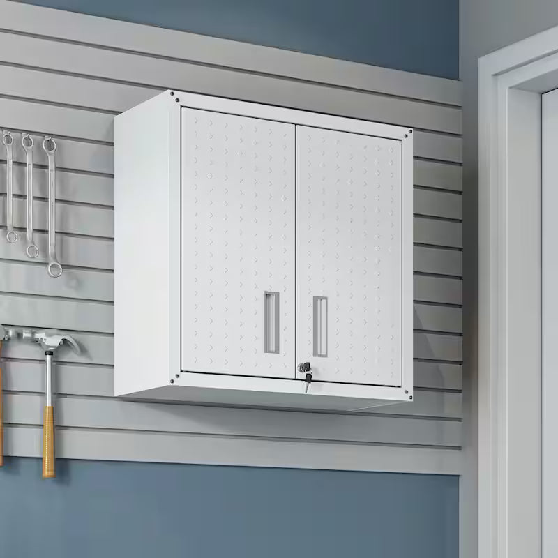 30 in. 2-Shelf Wall Mount Metal Garage Cabinet in White Q316