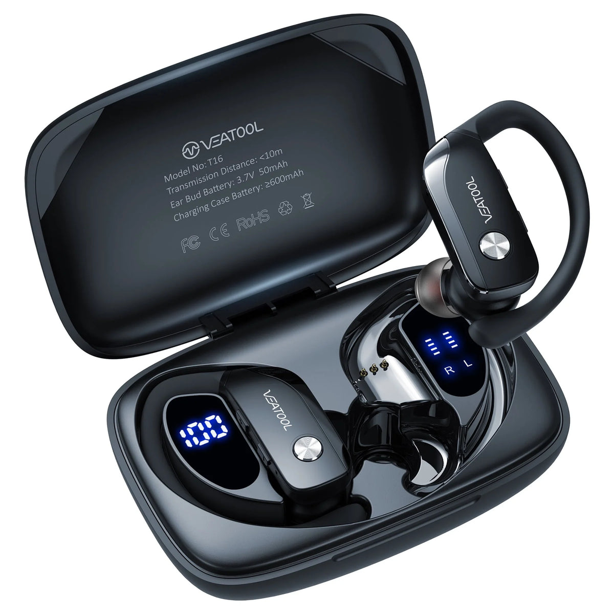 Wireless Bluetooth Earbuds with Earhooks Built-in Mic M971067