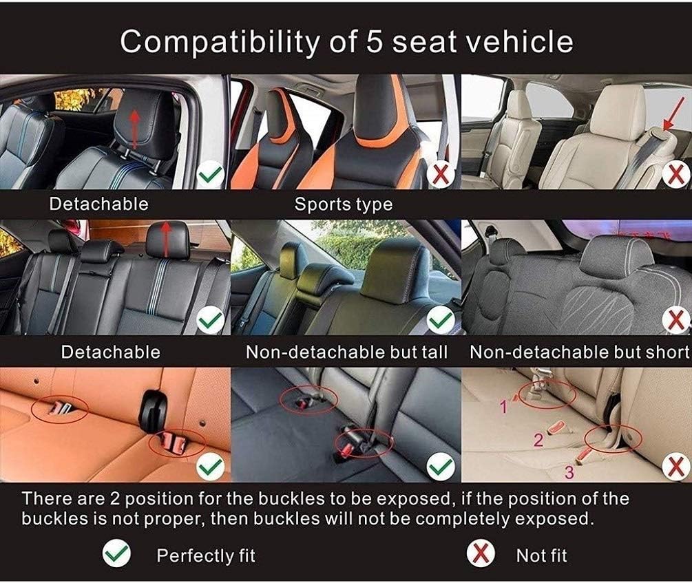 Black Leather Car Seat Covers 5 Seats Full Set B20380