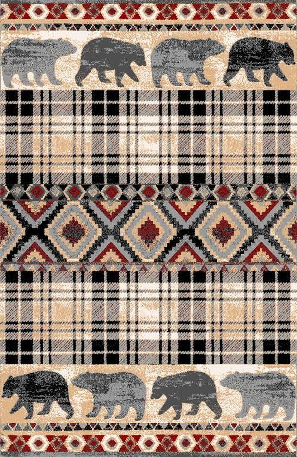 Multicolor Bear Geometric Print Rug F7189
