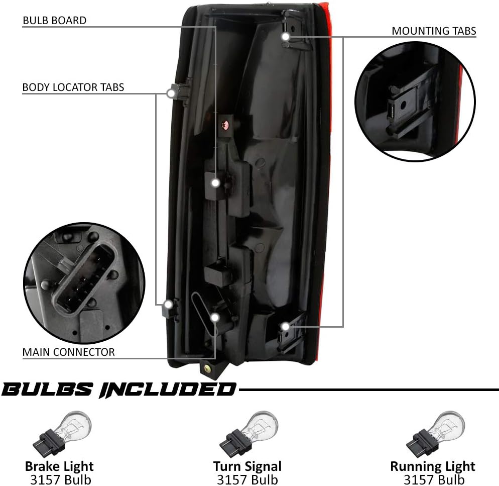 Replacement Rear Brake Tail Lights with Bulb Sockets & Connector Plates - Pair Z706